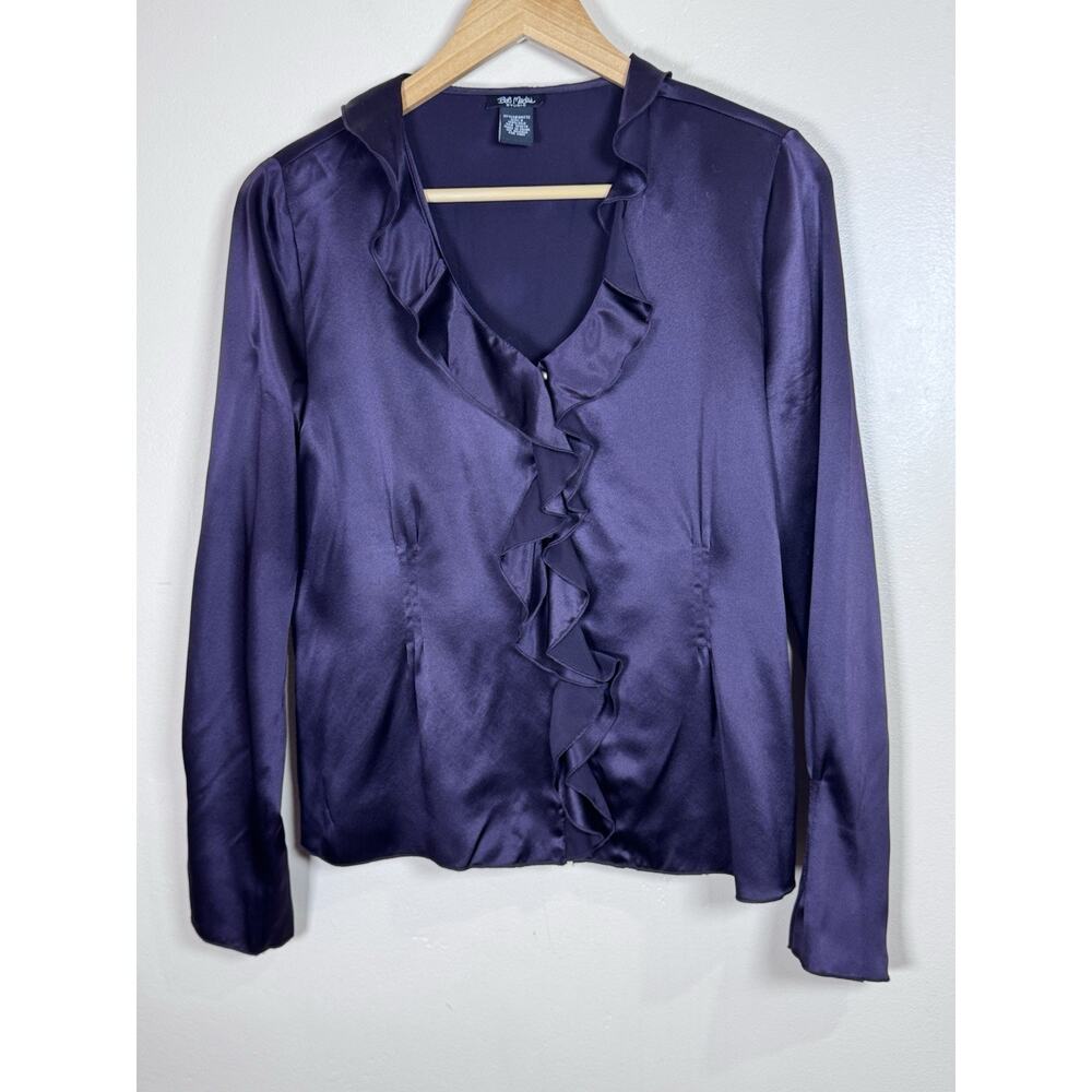Bob Mackie Studio 100% Silk Shirt Top Blouse Ruffle 8 Whimsigoth Fairy Boho